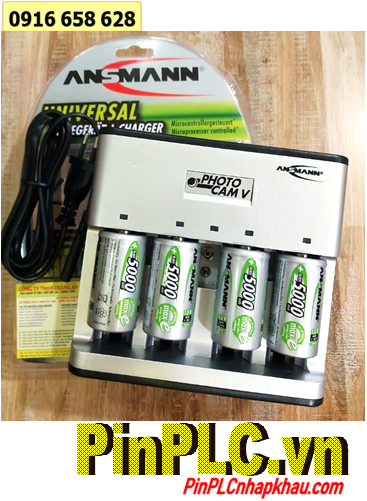 Ansman PhotoCam V (4 Ansman D5000mAh) Bộ sạc Pin đa năng AA, AAA, C, D, 9v - Kèm sẳn 4 pin sạc Ansman Mignon D5000mAh-1.2v